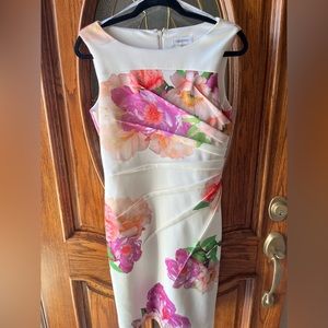 Calvin Klein Women's Printed Starburst Sheath Dress (8, Pink Multi)